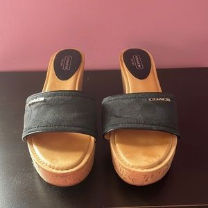 Coach heeled slides
